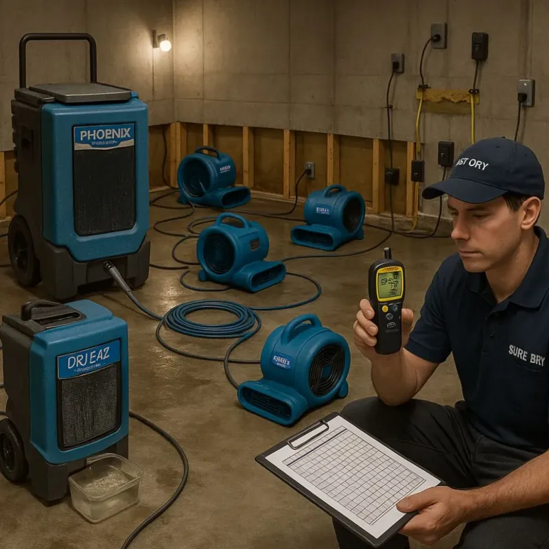 Structural Drying and Dehumidification process in Sanborn, NY